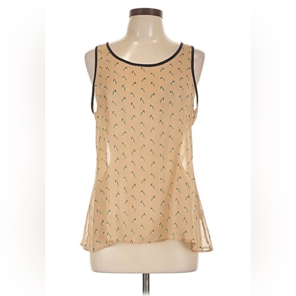 Honey Punch Tops - Honey Punch Tan Patterned Tank Top with Black Trim